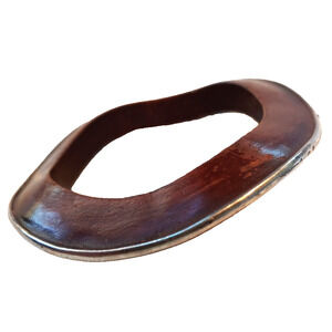 Silpada Rosewood Wavy Bangle Bracelet .925 Sterling Silver Edge Wood Jewelry